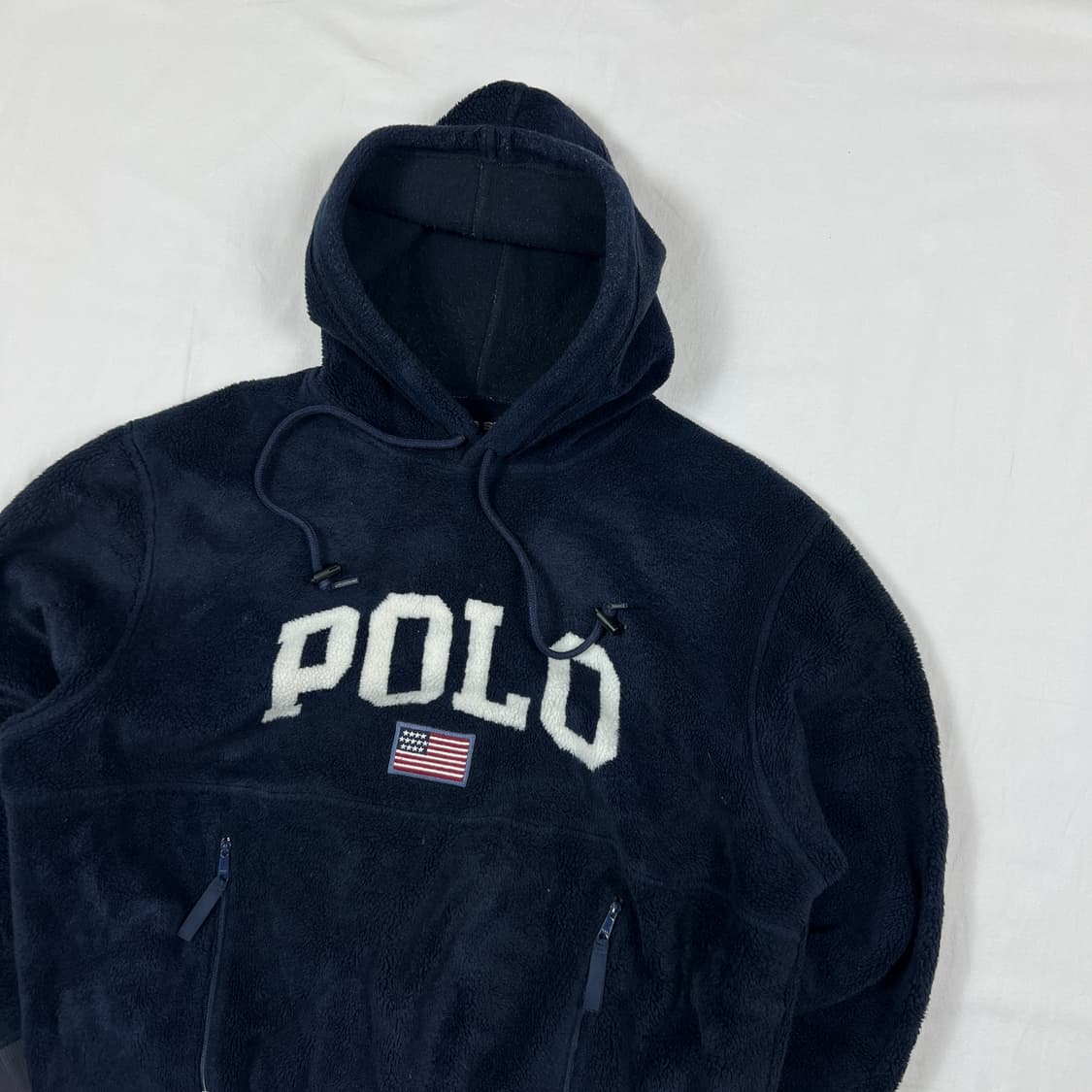 90‘s 폴로스포츠 polo 스펠아웃 성조기 플리스 후드티 상품이미지3