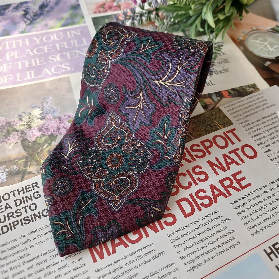 던힐 실크 버건디 페이즐리 패턴 넥타이 9.2cm A+등급 A19397
 상품이미지4