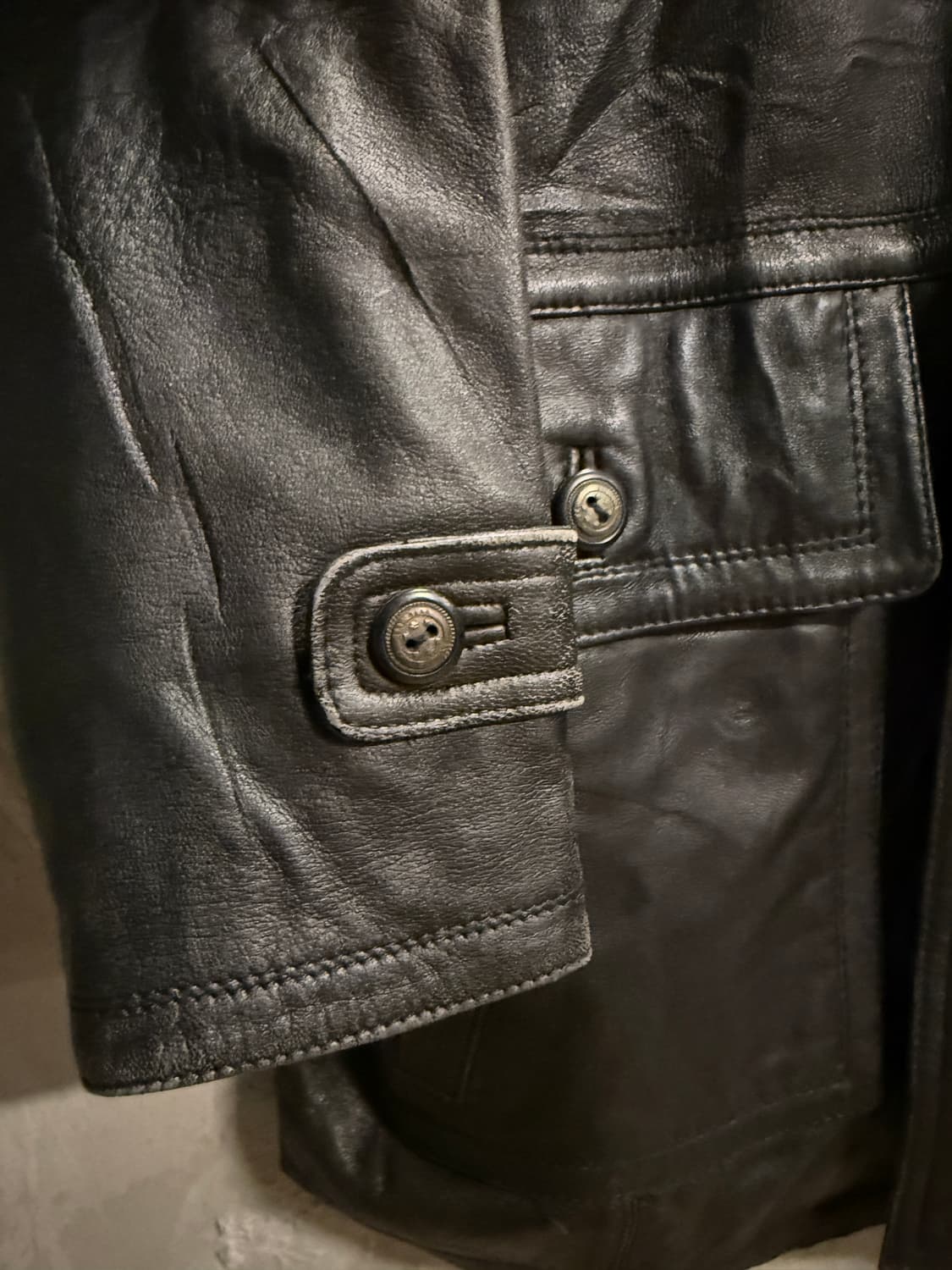 하나이 양가죽 레더 하프 코트 블랙 M 상품이미지3