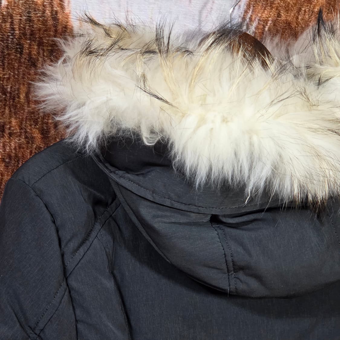 빈티지 카키 라쿤퍼 후드 덕다운 패딩 상품이미지6