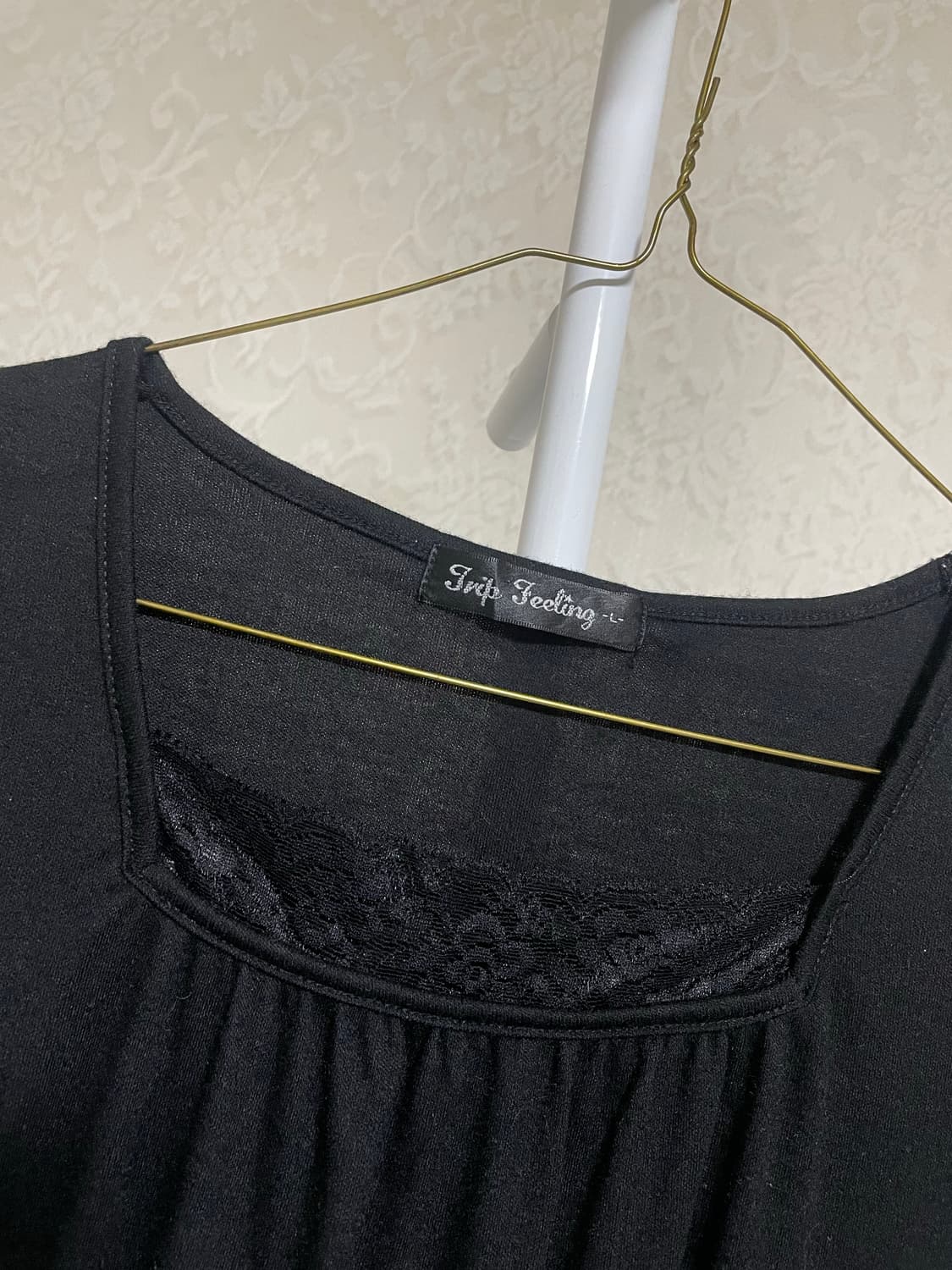 체크 쉬폰 레이어드 반팔탑 상품이미지3