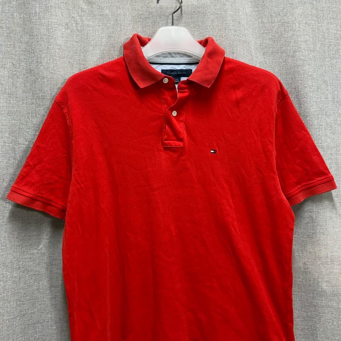 [해외L] 타미힐피거 레드 코튼 반팔 폴로티셔츠 상품이미지3