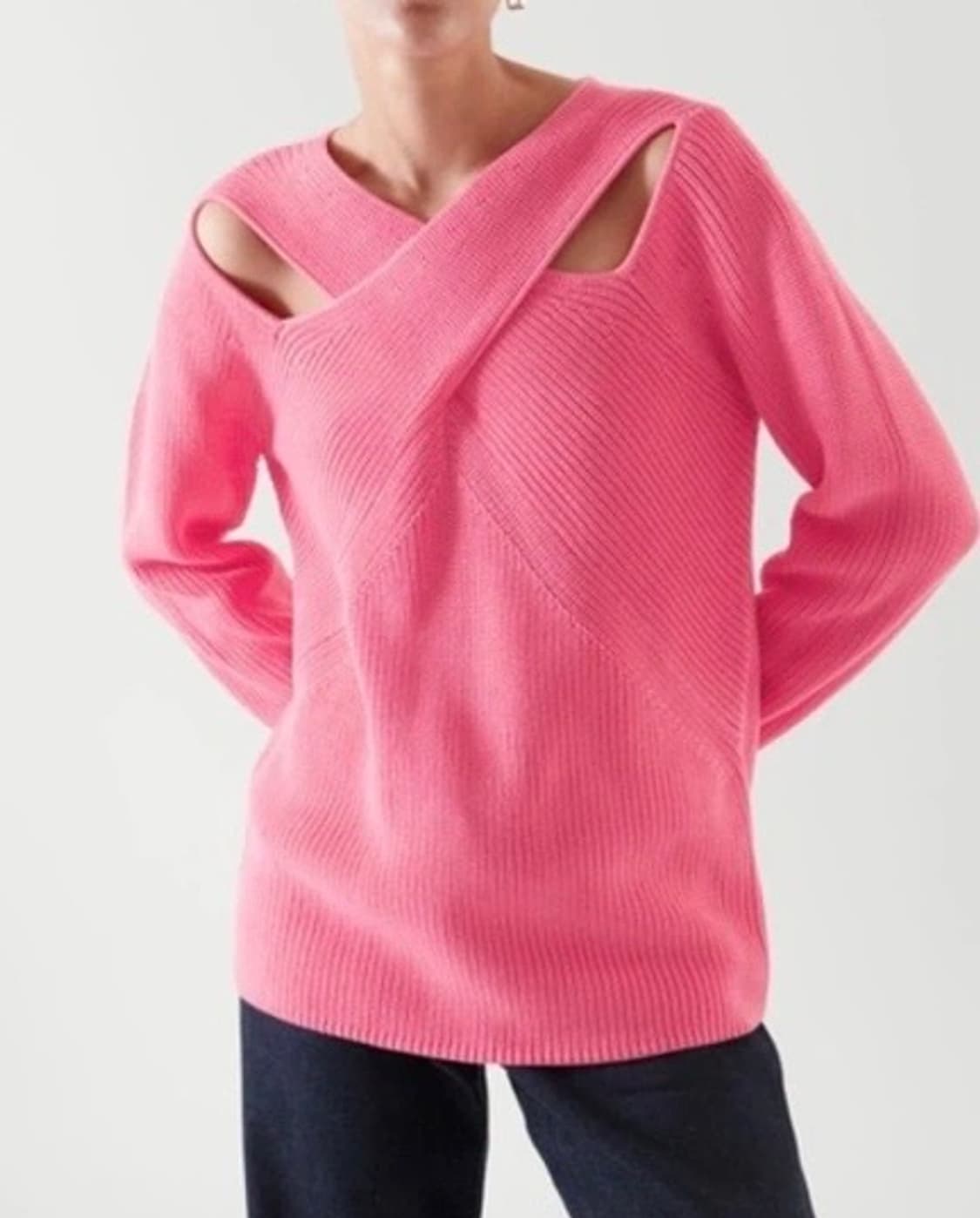 Cos 코튼 드레이프트 패널 니트 핑크 XS 상품이미지1