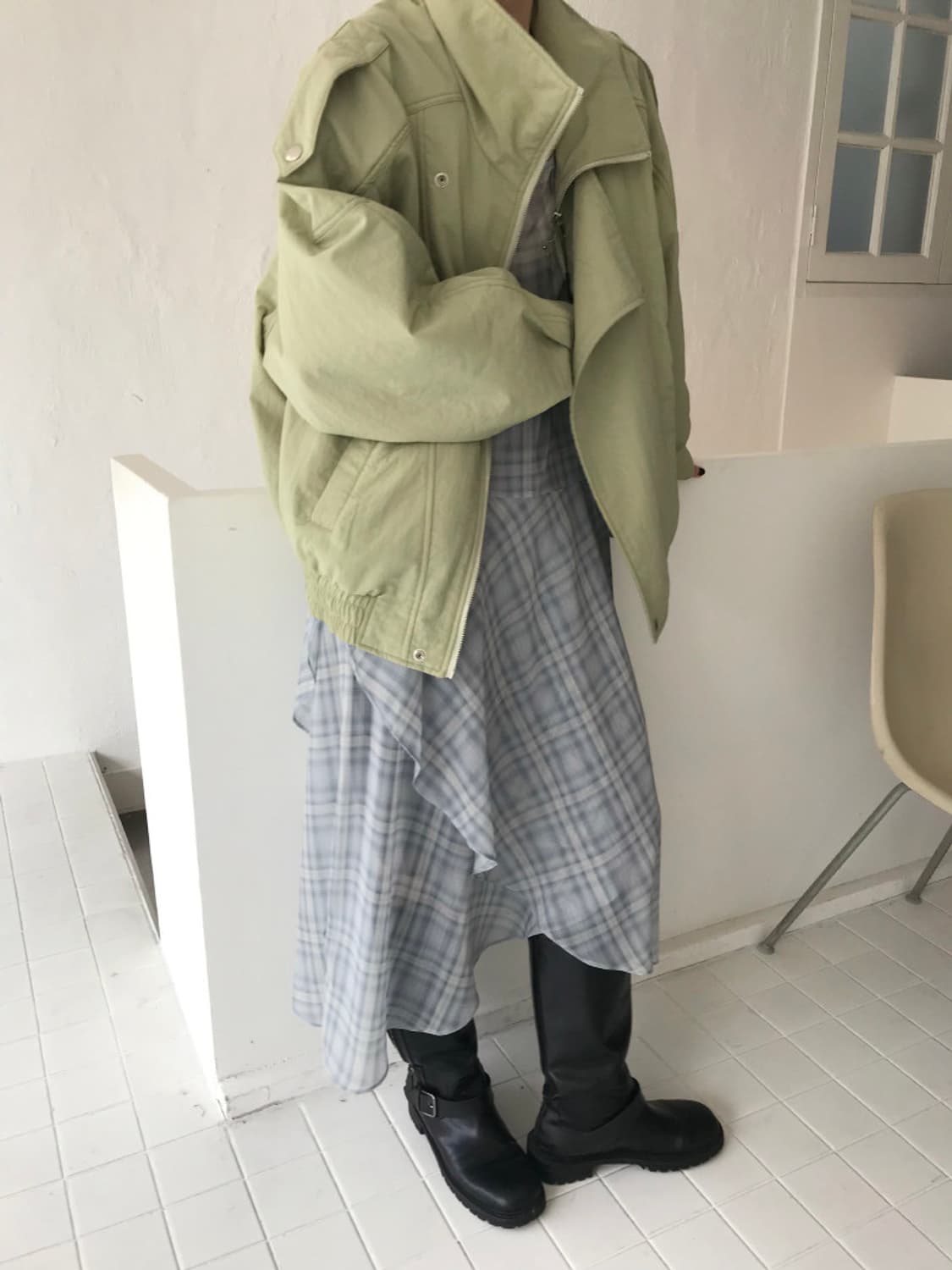 마크들리 레이어드 체크 고퀄 쉬폰 원피스 상품이미지8