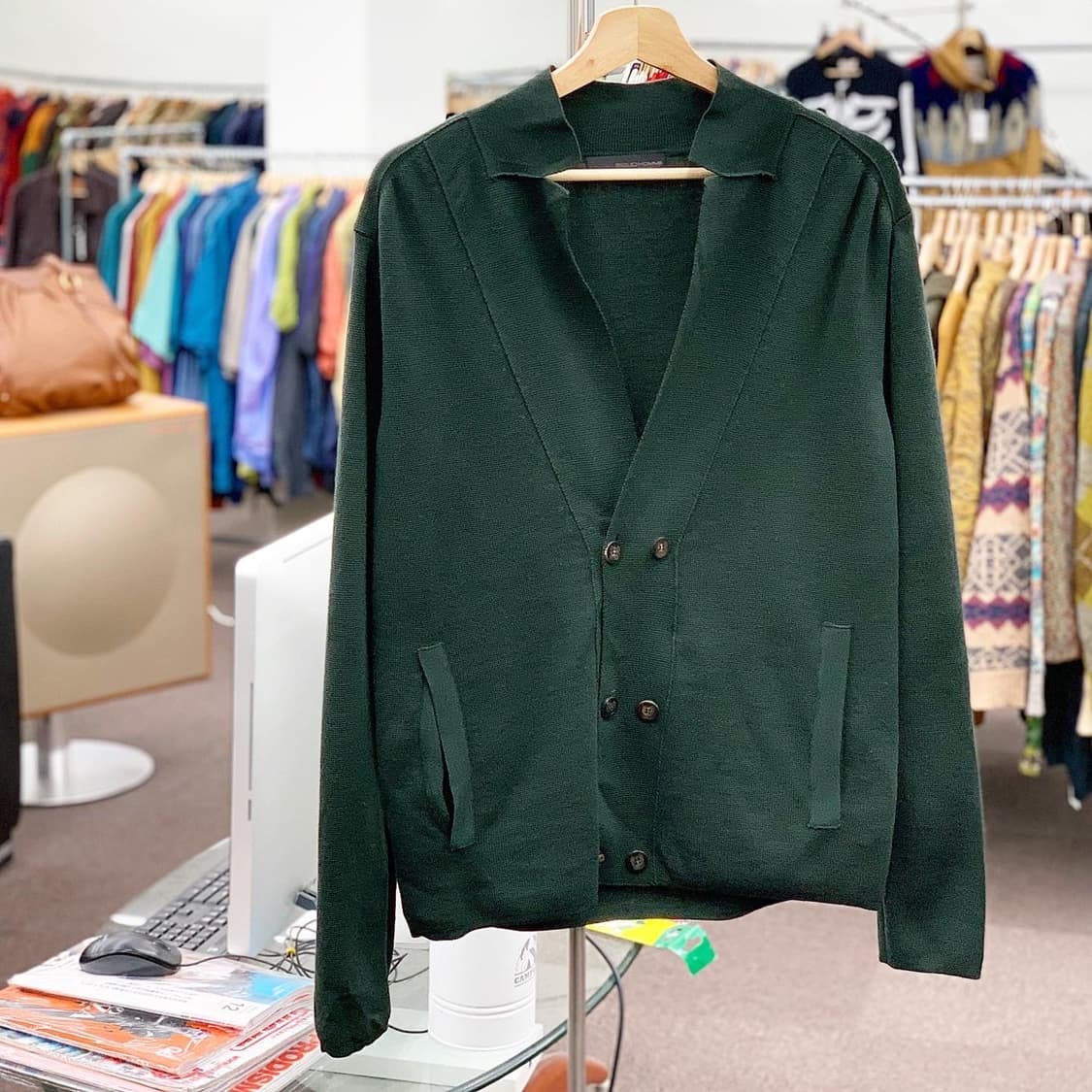 솔리드옴므 딥그린 더블 버튼 가디건 상품이미지1