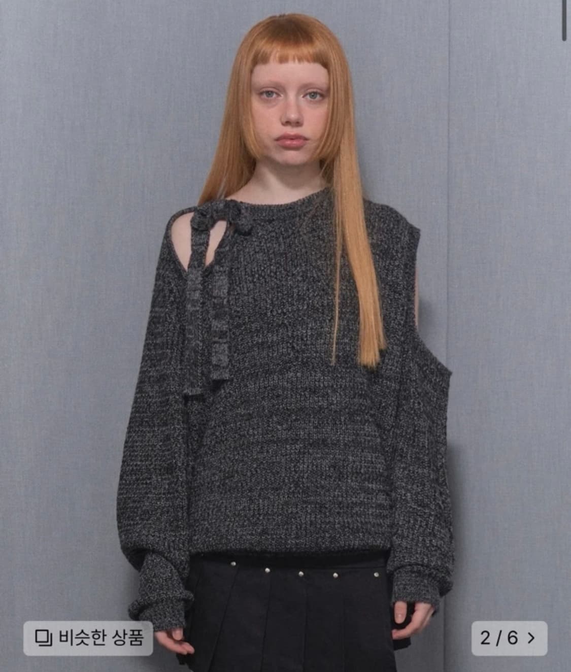 FANCY CLUB 리본 원숄더 니트 상품이미지2