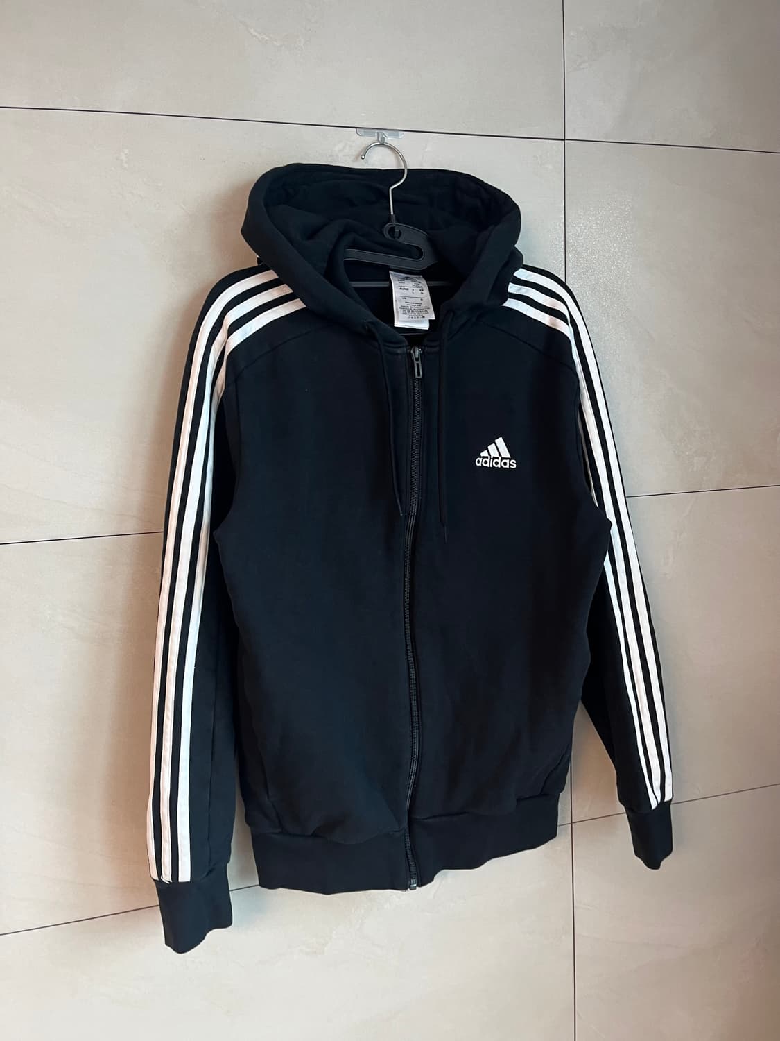 아디다스 삼선 후드집업 블랙 (M) 상품이미지2
