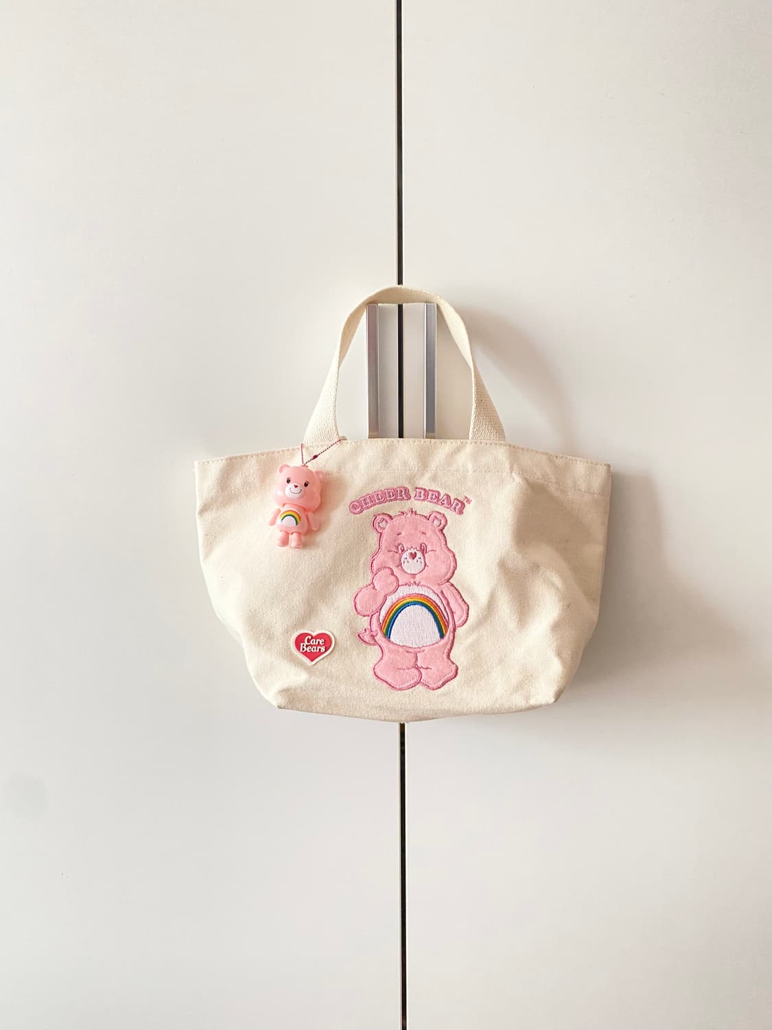 [케어베어] 정품 자수 캔버스 토트백 (키링 포함) 미니 에코백 상품이미지3