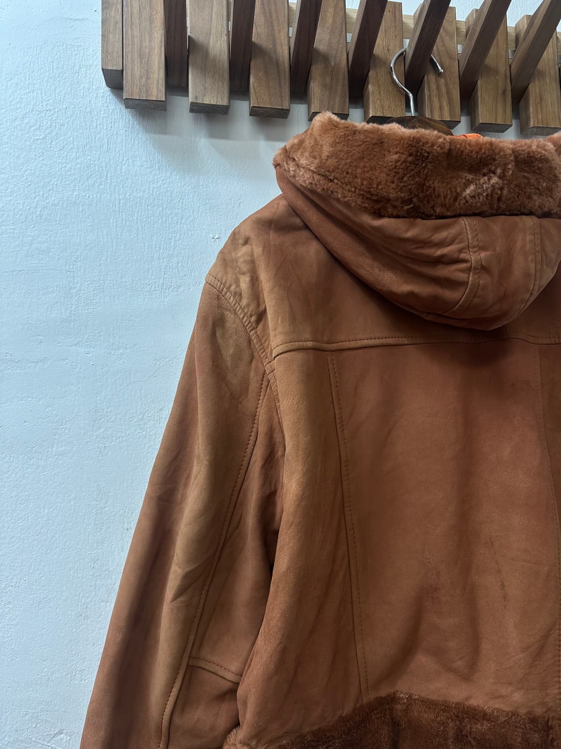 일본빈티지 Scoop 브라운 더플 토글 버튼 후드 무스탕 코트 상품이미지6