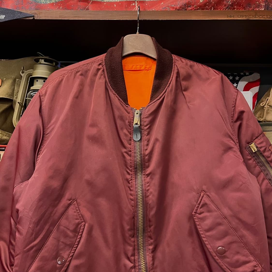 90s USA 빈티지 MA-1 플라이트 자켓 마원 버건디 상품이미지3