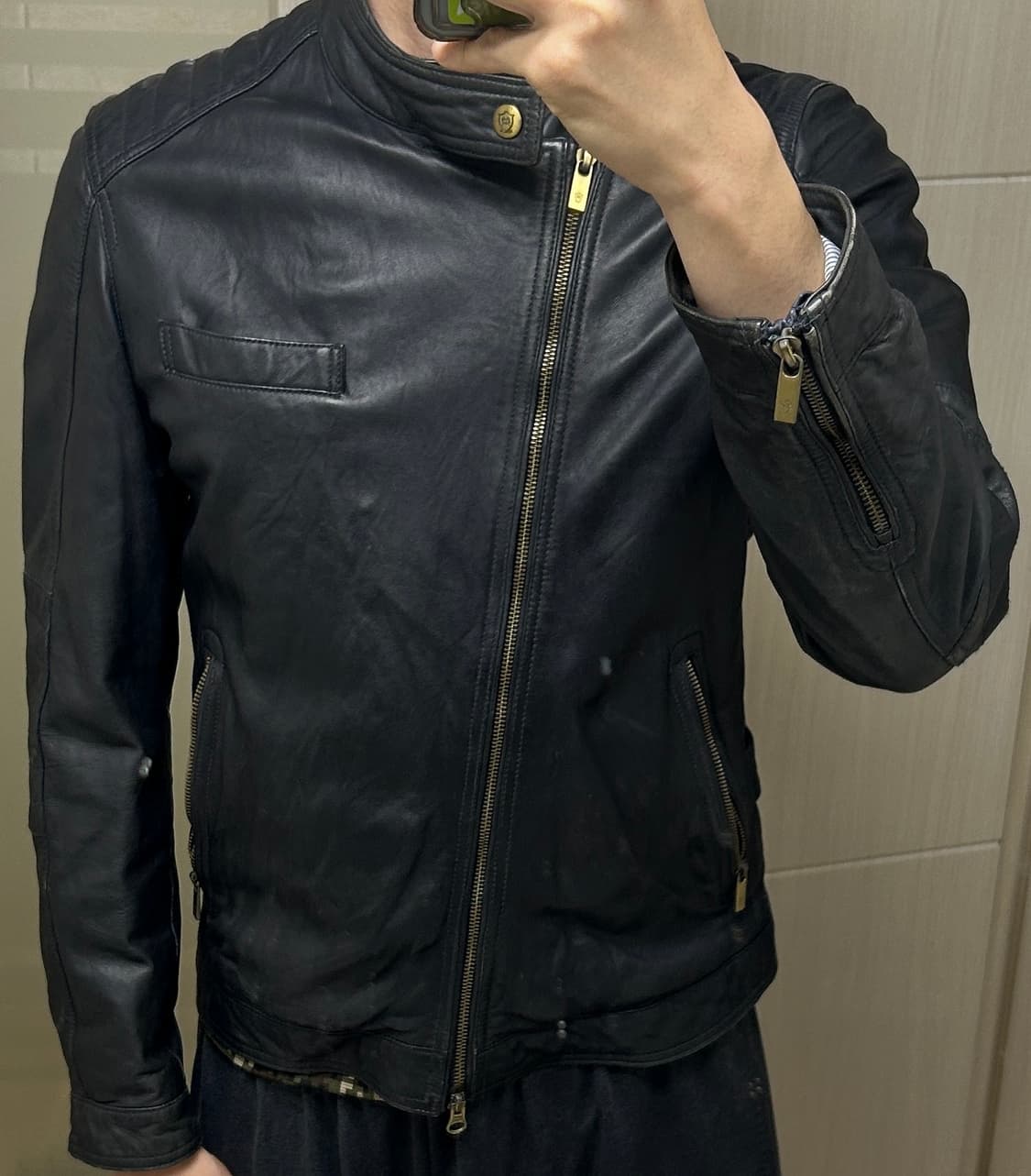 마시모두띠 사선지퍼 가죽자켓 상품이미지8