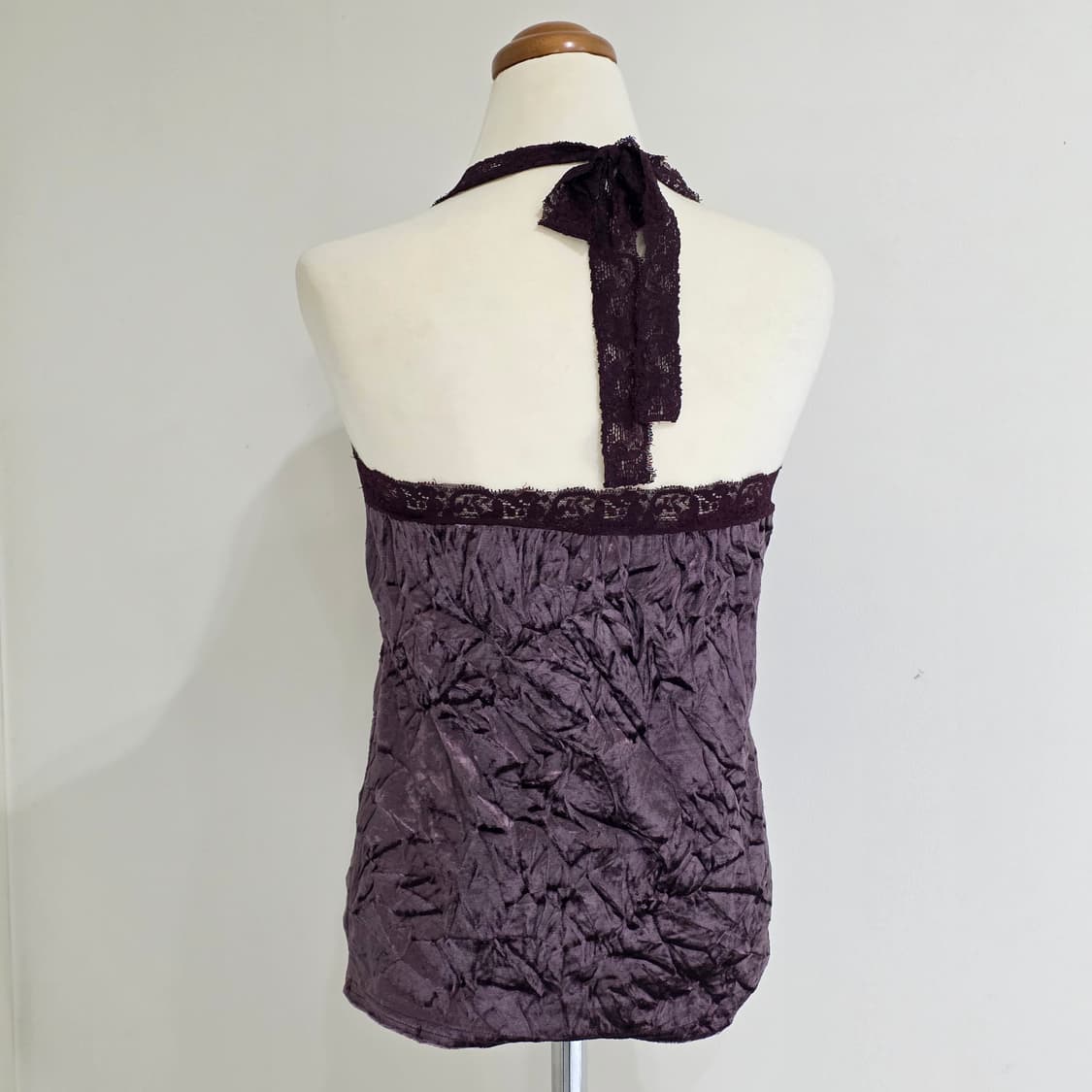 퍼플 오네갸루 벨벳 홀터넥 슬리브리스 상품이미지6