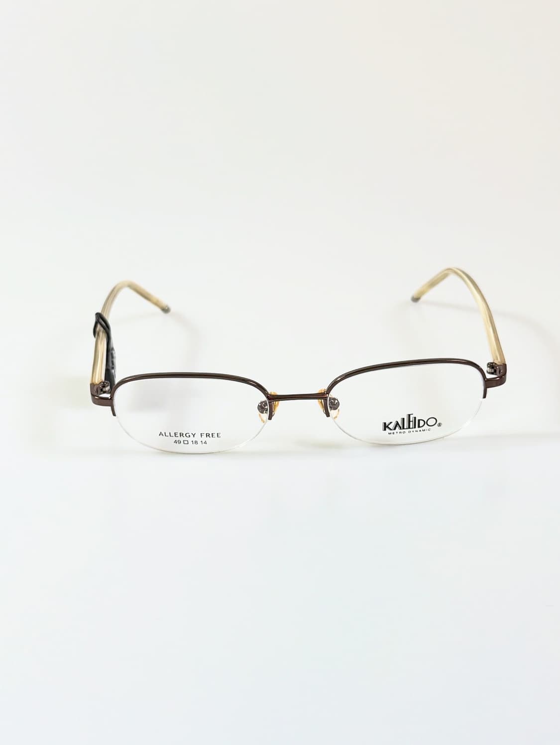 90s KALEIDO 브라운 반무테 스퀘어 빈티지 안경 상품이미지1