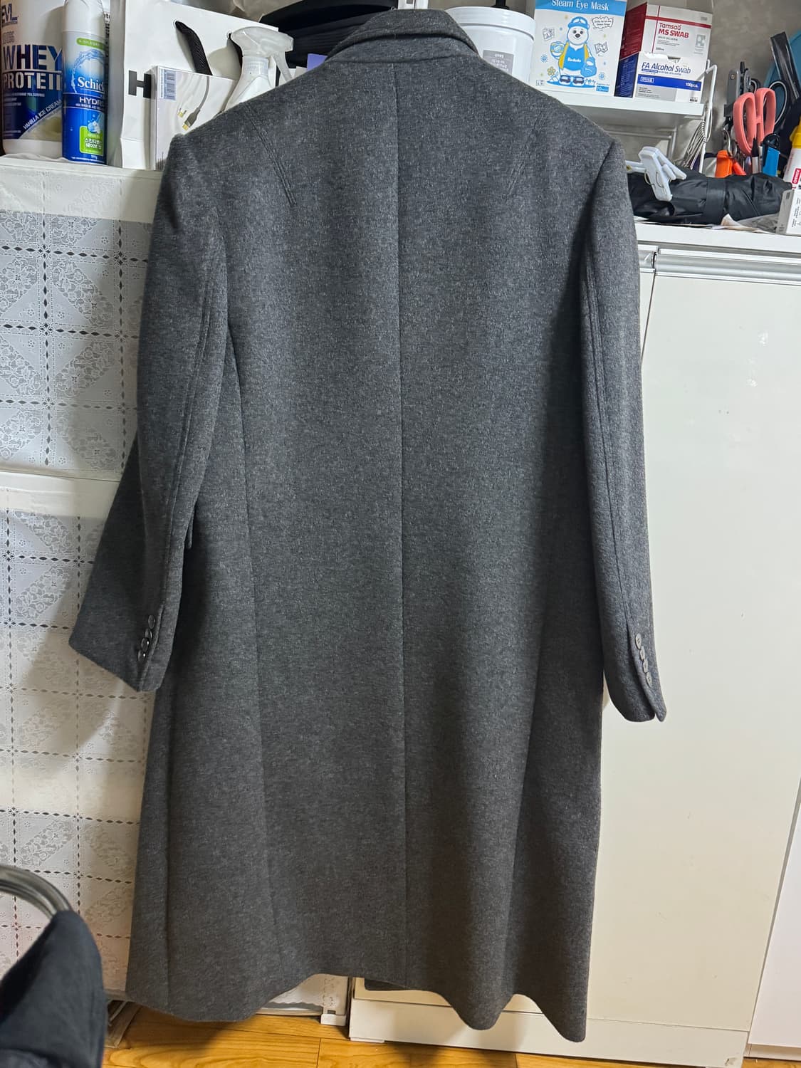 알렌느 더블 브레스티드 울 맥시 코트 차콜 그레이 1사이즈 상품이미지3