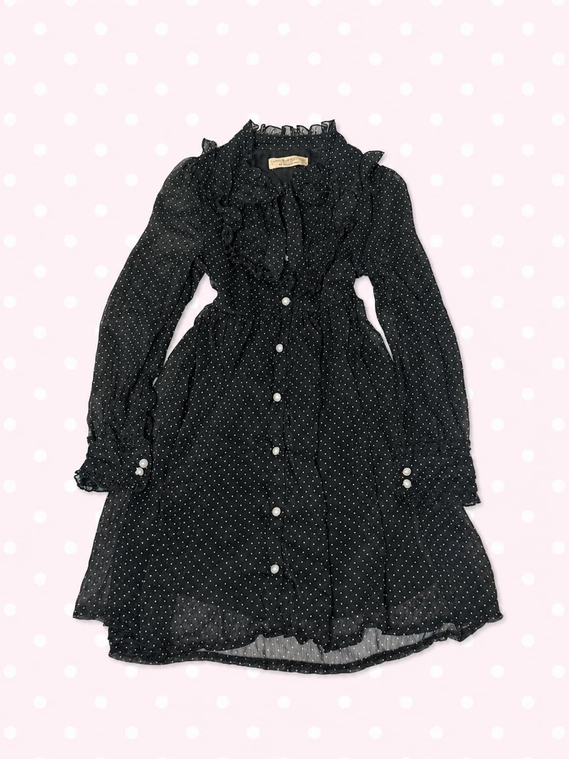 dazzlin 로걀 도트 프릴 리본 원피스 상품이미지1