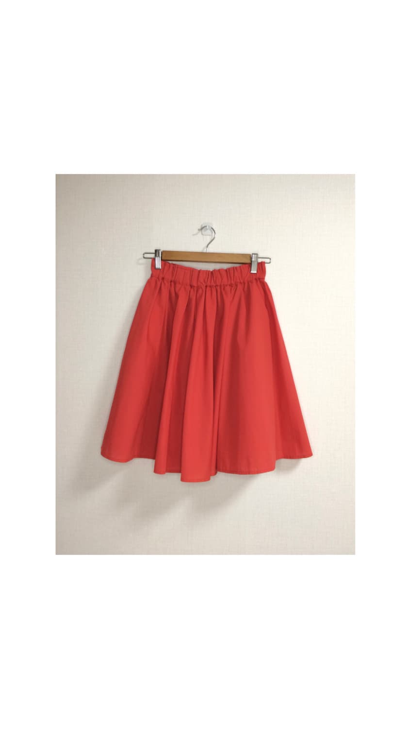 빈티지 레드 미디 밴딩 스커트 상품이미지1