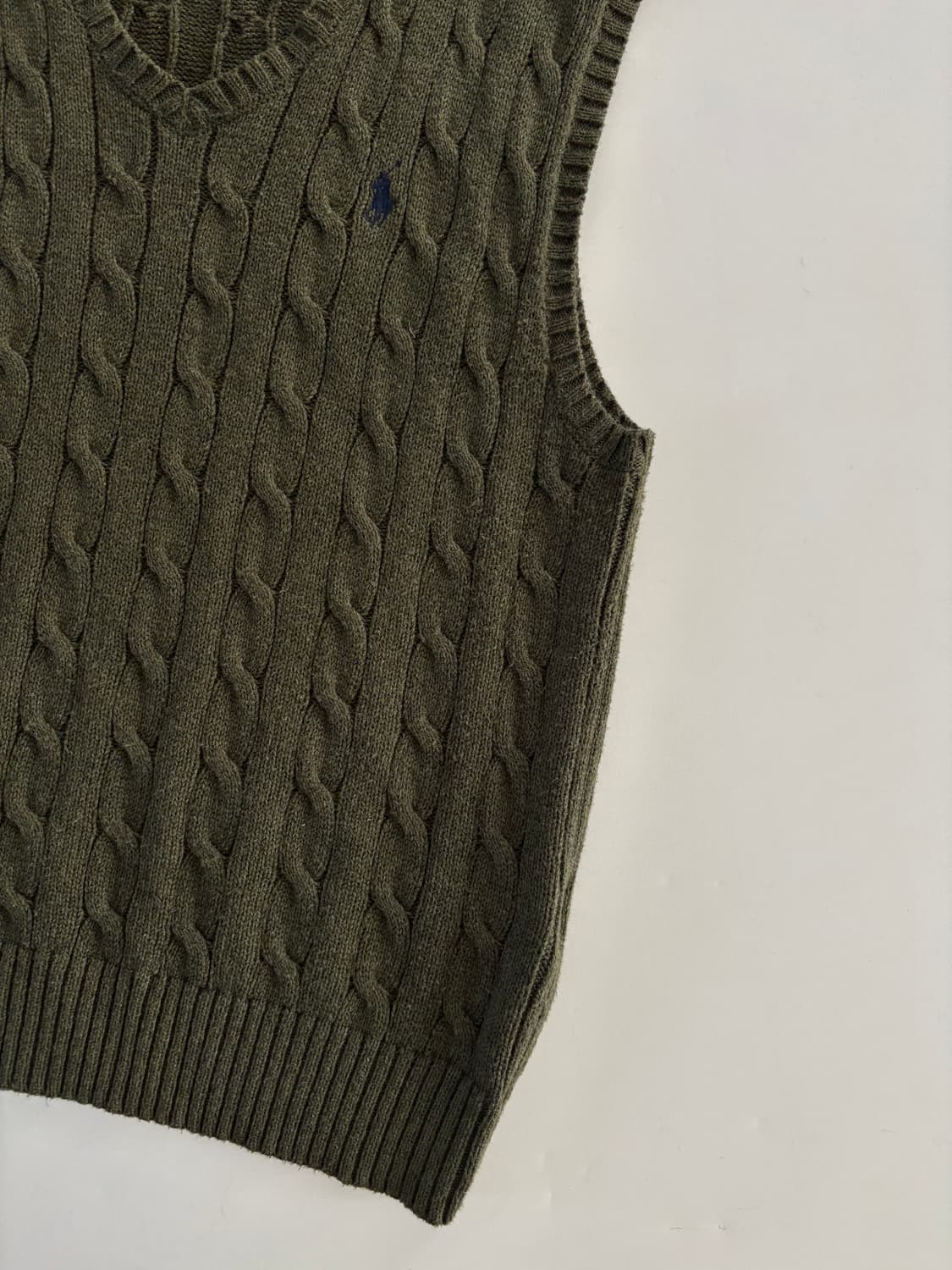 Polo 폴로 랄프로렌 신형 큐알 카키 케이블 니트 슬리브리스 상품이미지3