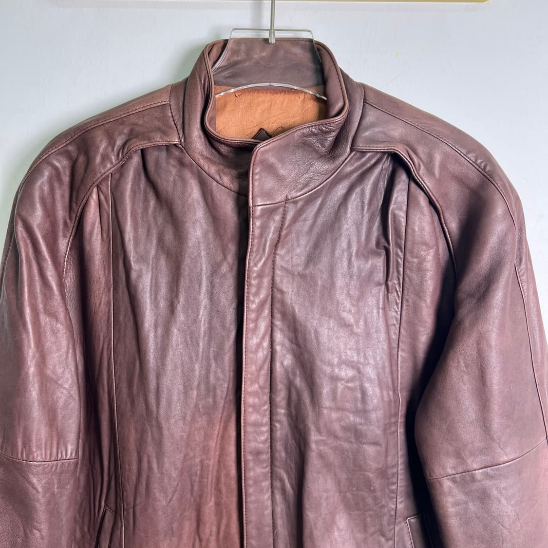Remy 버건디 래글런 레더 자켓 40 상품이미지4