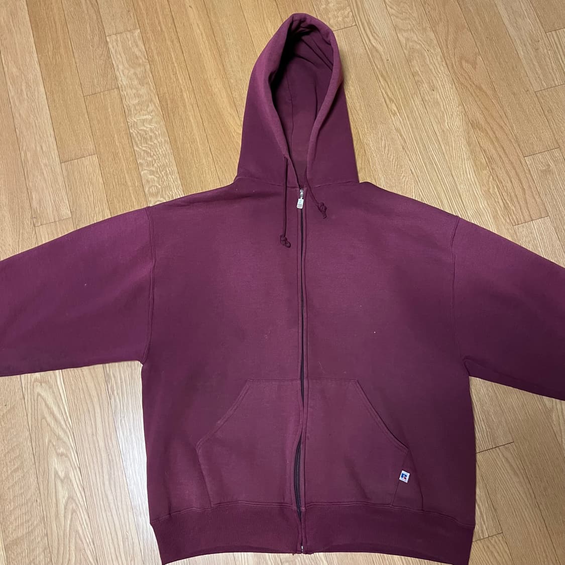 [L] 90s 빈티지 러셀 후드집업 썬페이디드 버건디 상품이미지2