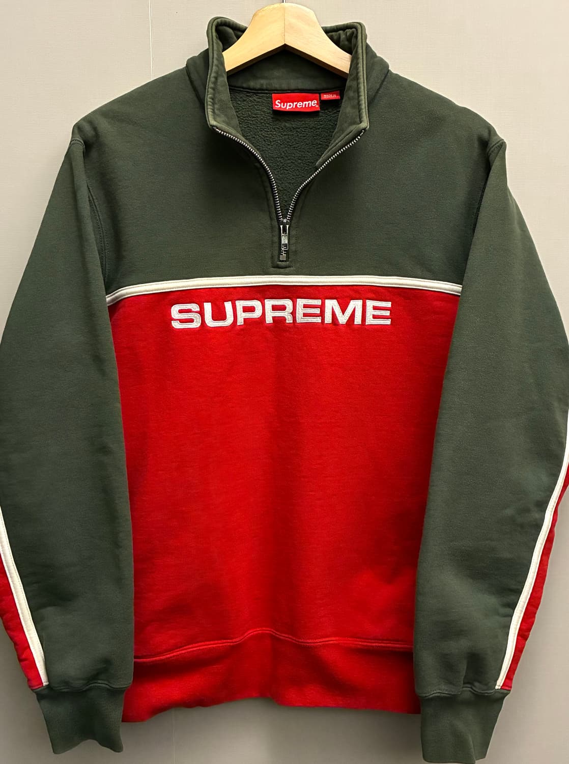 (M)Supreme 슈프림 투톤 하프집업 스웻셔츠 맨투맨 그린레드 상품이미지2