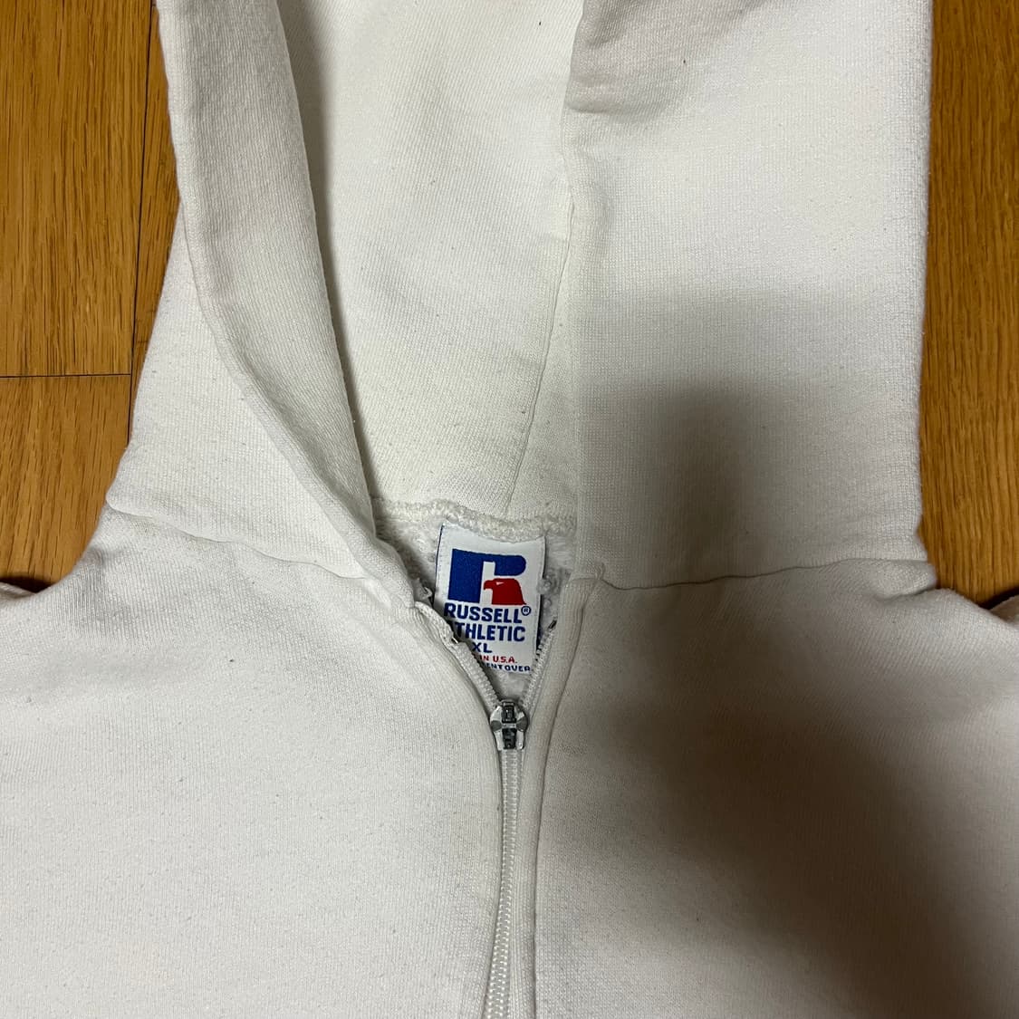 [XL] 90s USA 빈티지 러셀 후드집업 화이트 상품이미지3