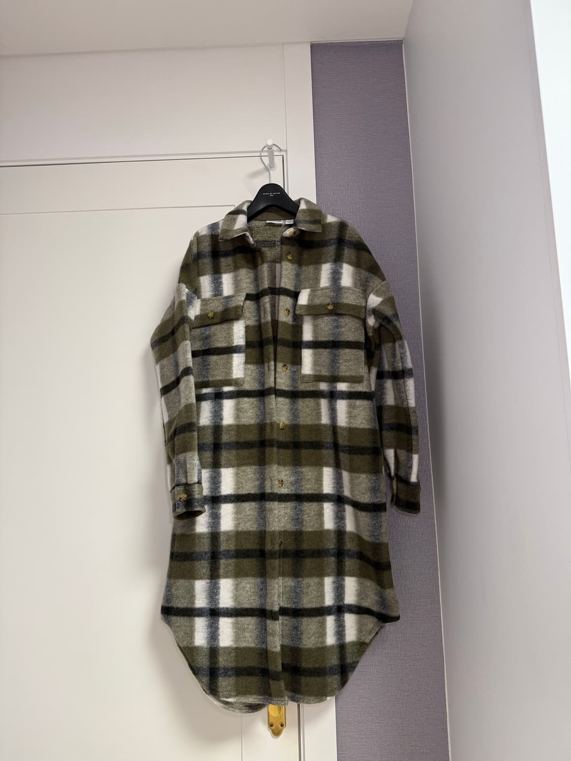 카키 체크형 셔츠 상품이미지1