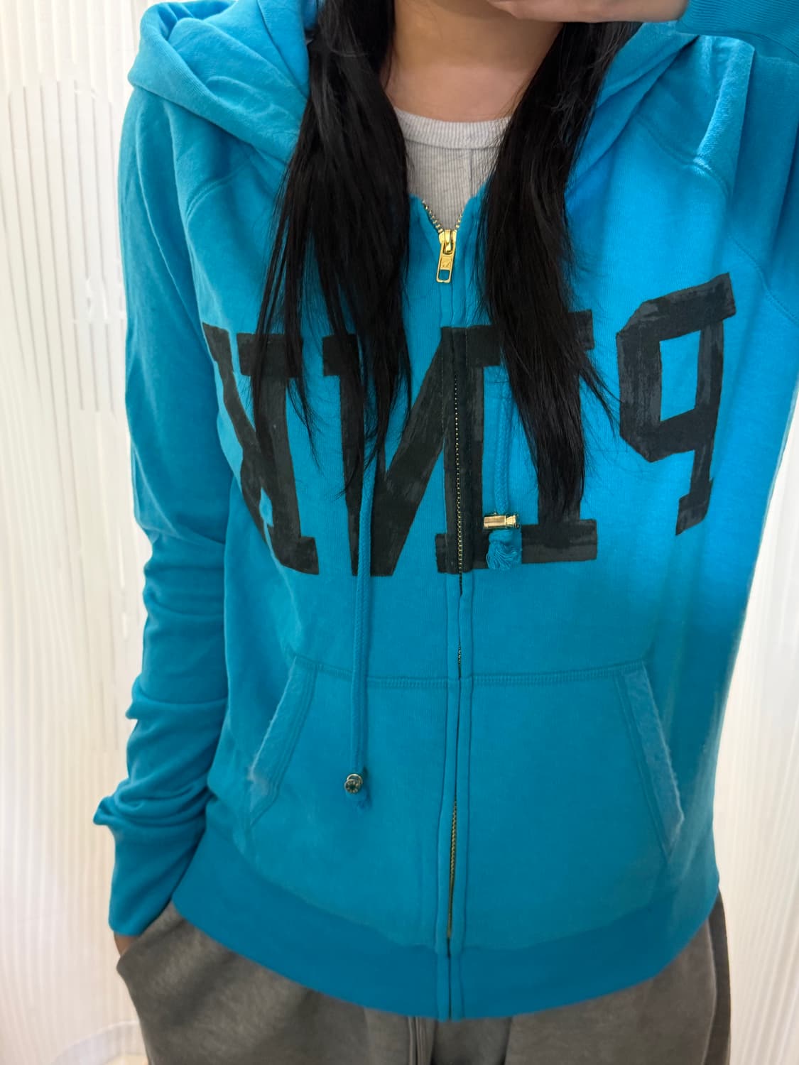 빅토리아 시크릿 핑크 블루 후드집업 M 상품이미지1