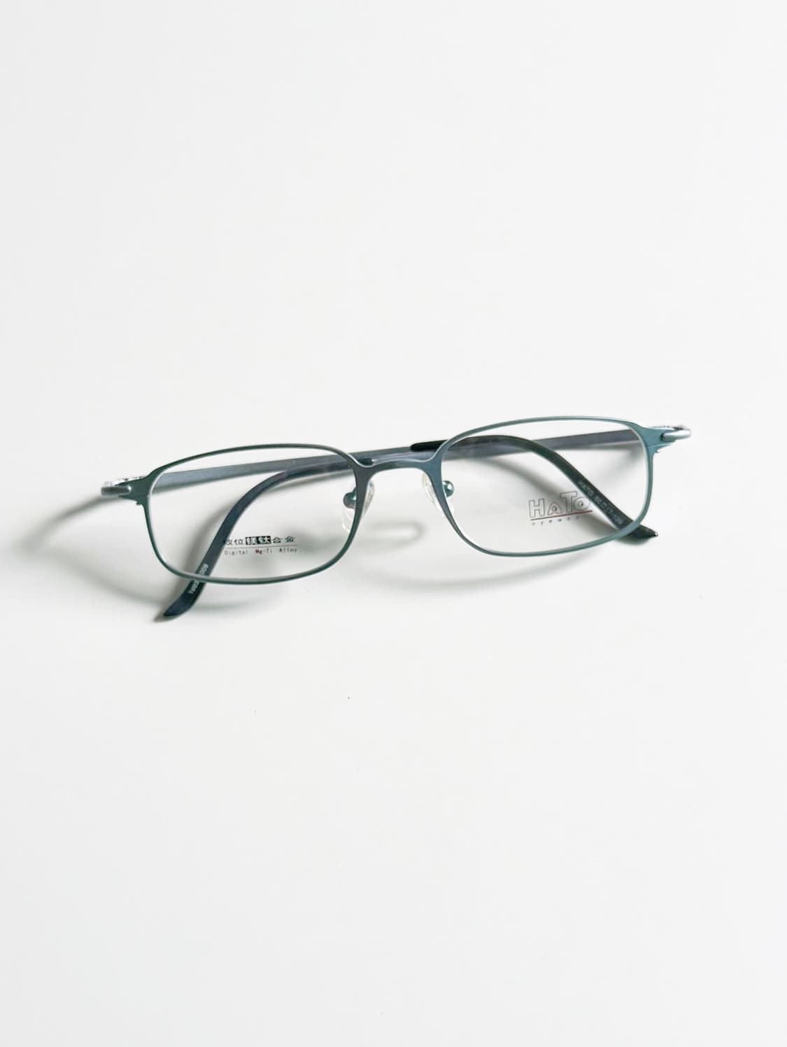 90s 일본제 HATO 틸블루 메탈 슬림 스퀘어 빈티지 안경 상품이미지1