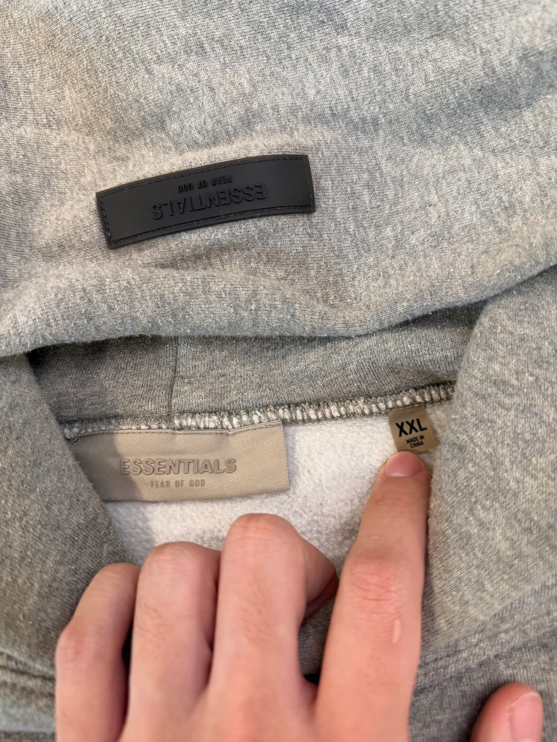 에센셜 피어오브갓 백로고 후드티 그레이 상품이미지4