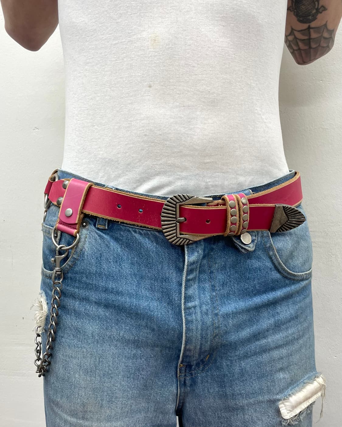 hot pink layered chain western belt 상품이미지1
