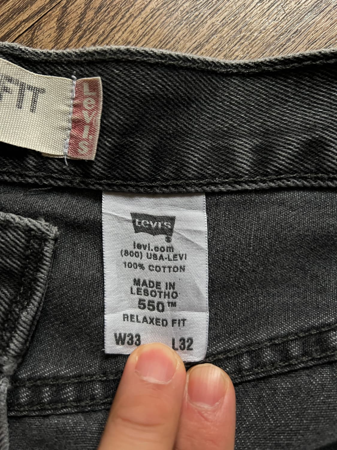 [33]00's 리바이스 USA 550 블랭크탭 페인티드 흑청 데님 팬츠 상품이미지7