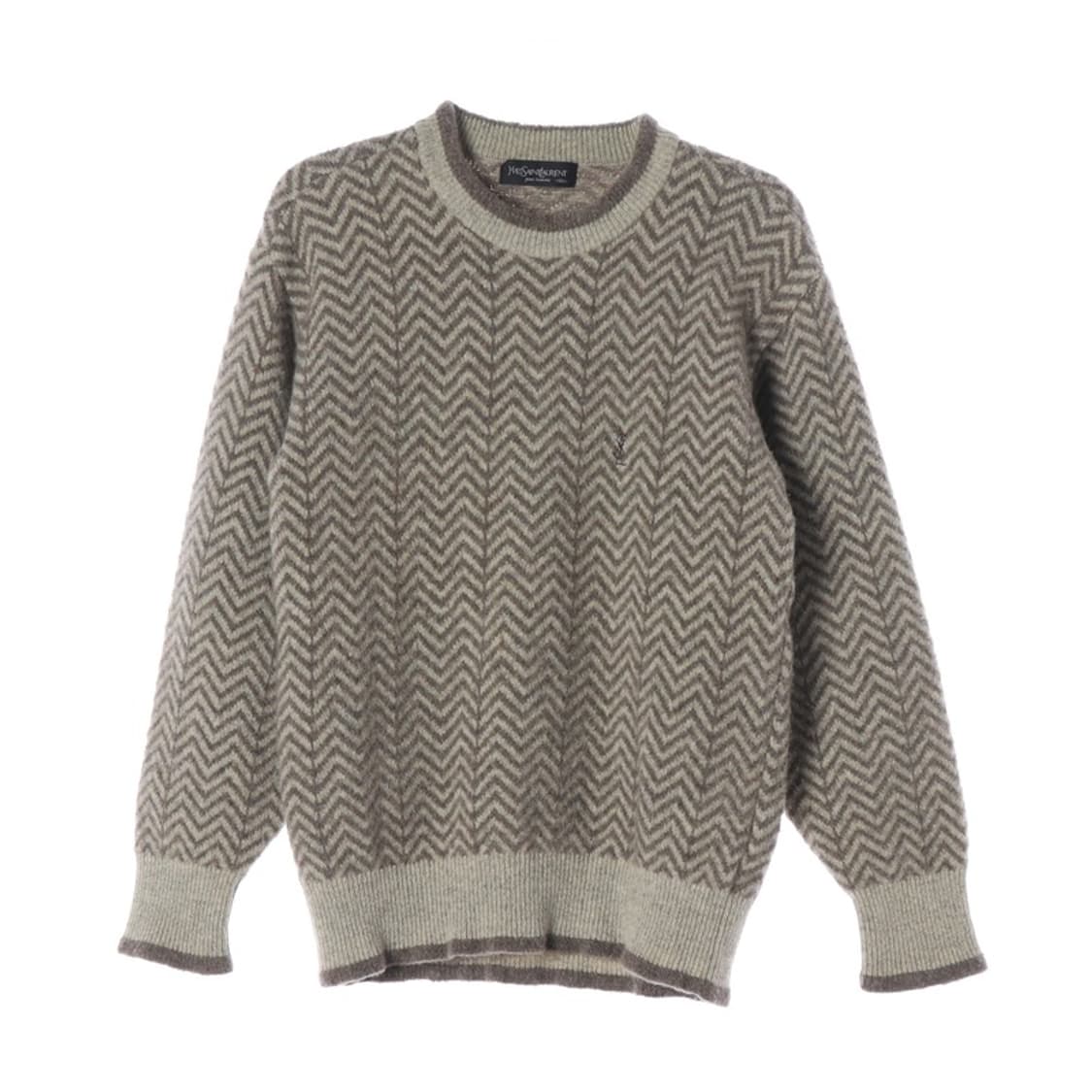 YSL 입생로랑 빈티지 자수 로고 헤링본 울 니트 L 상품이미지1