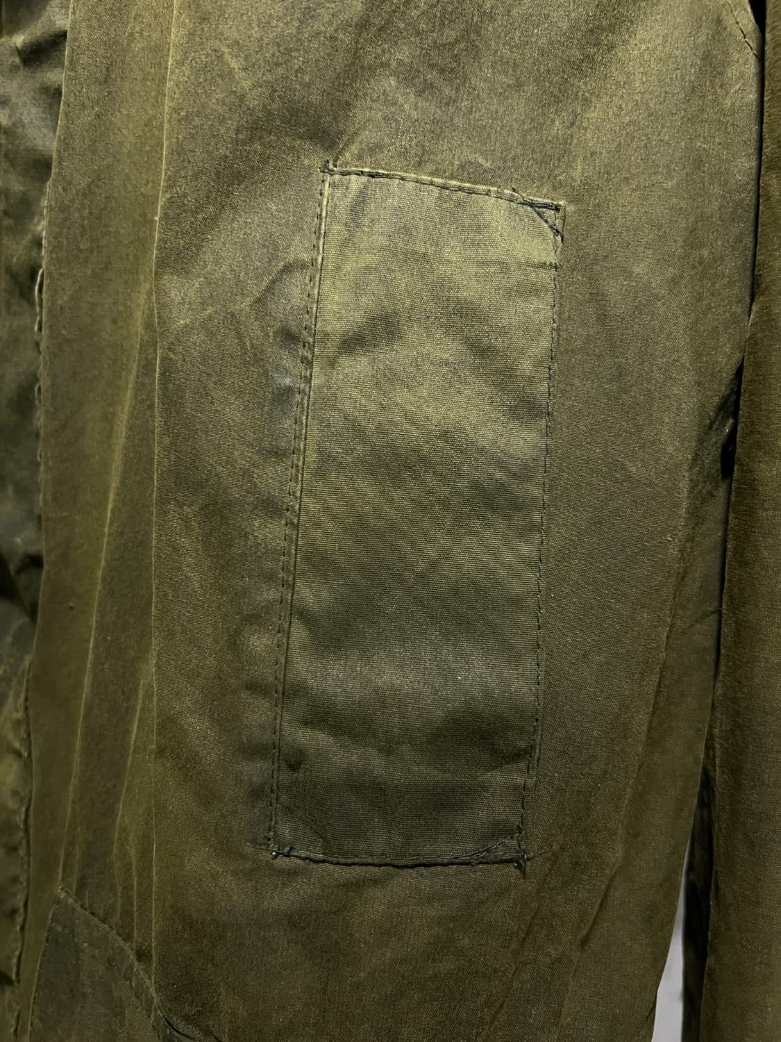 [L]90's Made in England 체크라이닝 올리브그린 왁스자켓 상품이미지3