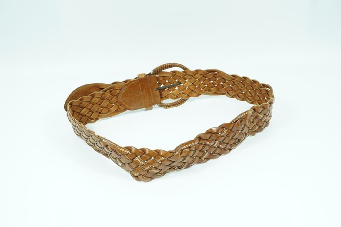 카멜 브라운 레더 위빙 꼬임 벨트 상품이미지3