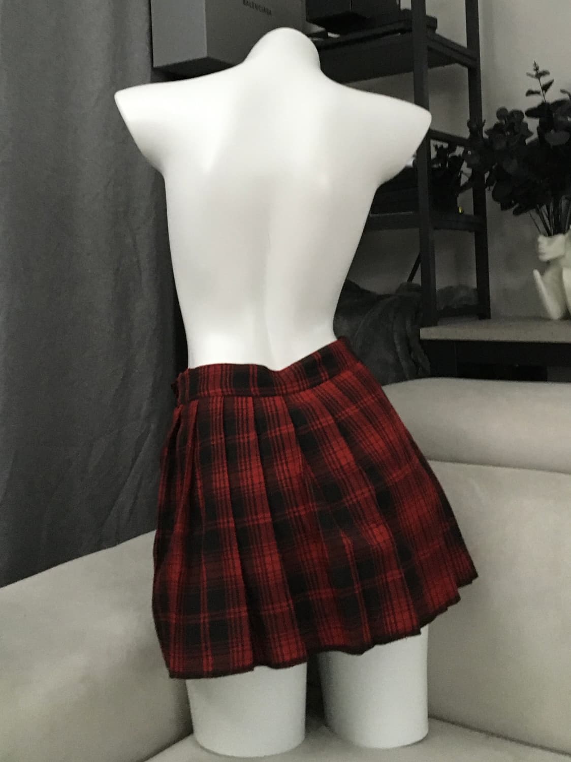༒ punk red checkered garter skirt 상품이미지4