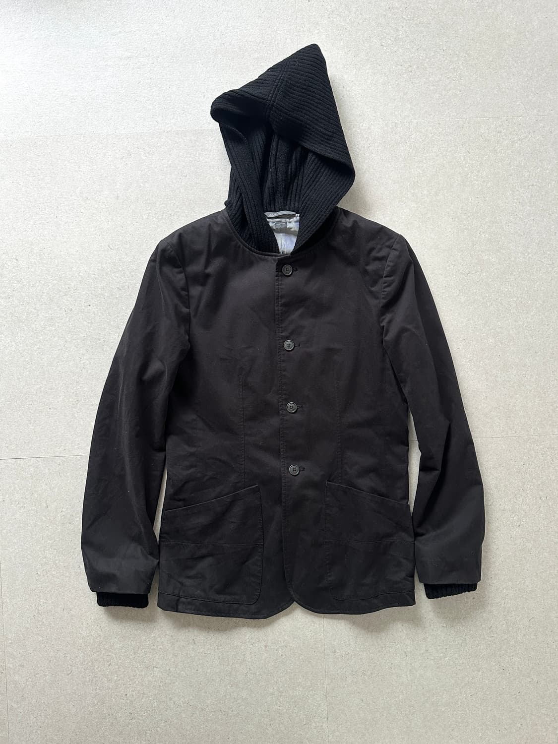 알마니 2000s 후드 니트 레이어 블레이저 자켓 상품이미지4