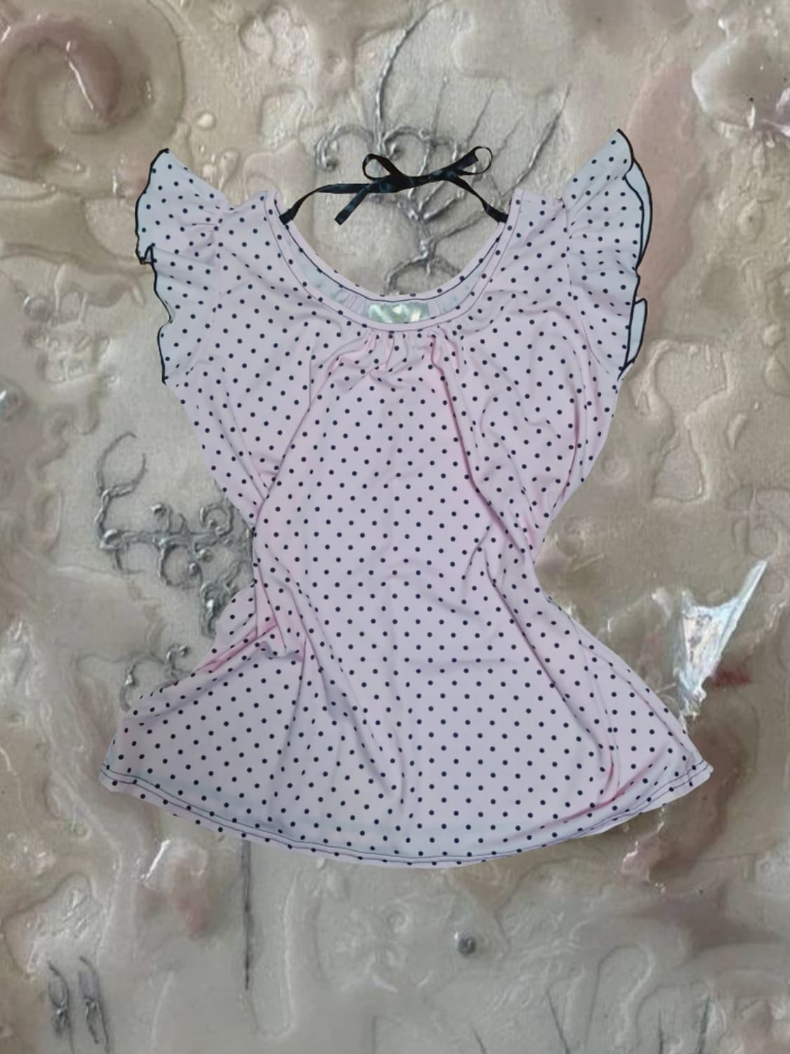 빈티지 딸기우유 핑크 로걀탑 도트 갸루 천사핏 블라우스 슈가슈가룬 상품이미지1