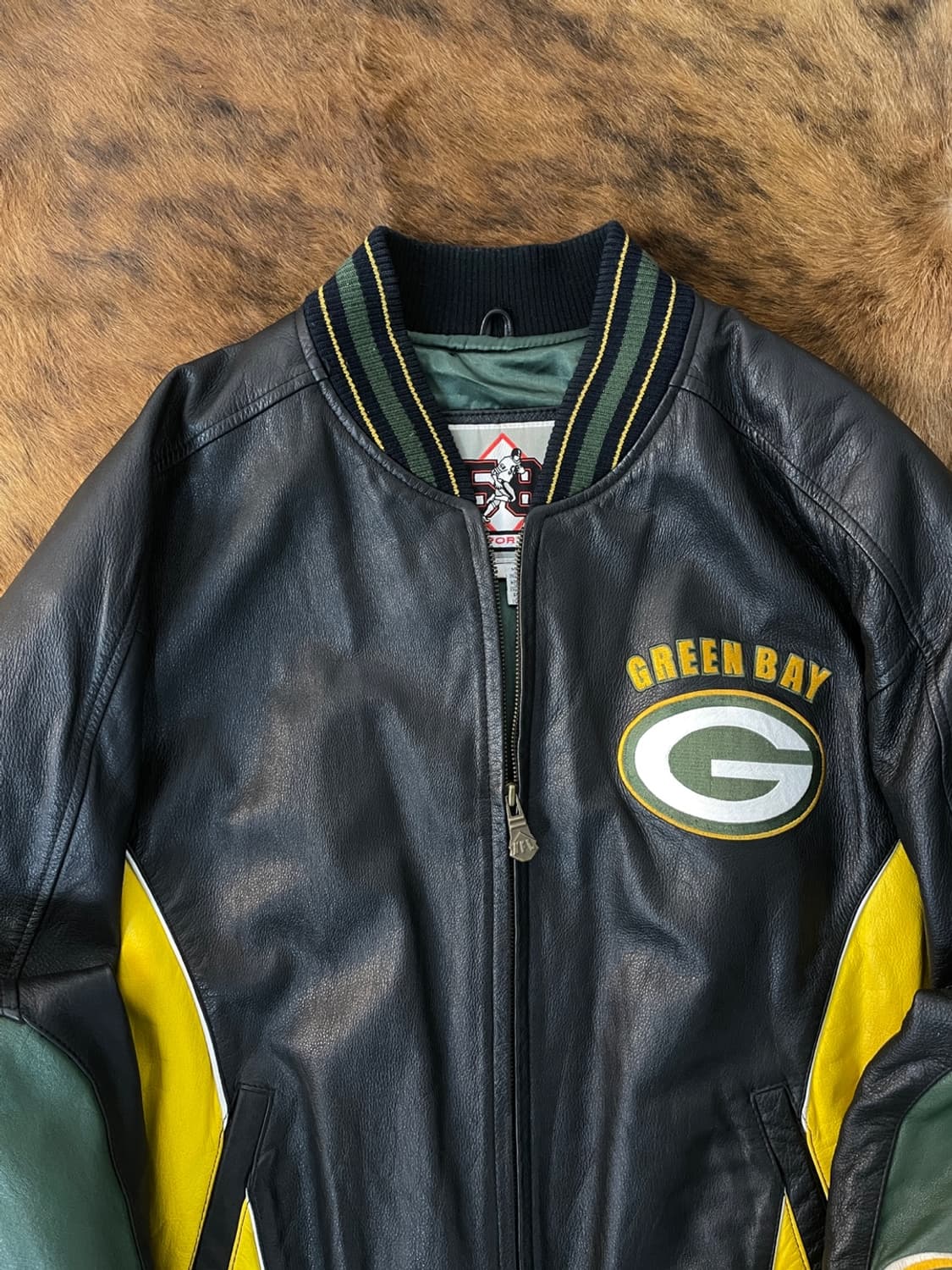 빈티지 NFL 그린베이 패커스 레더 바시티 자켓 상품이미지2