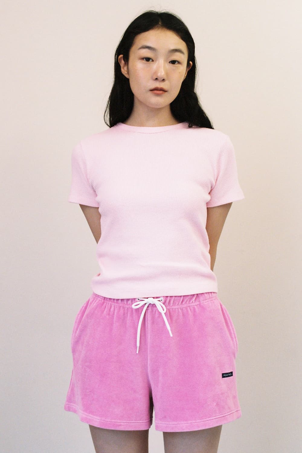 포니테일 ALLDAY Waffle T-Shirts (PINK) 상품이미지1