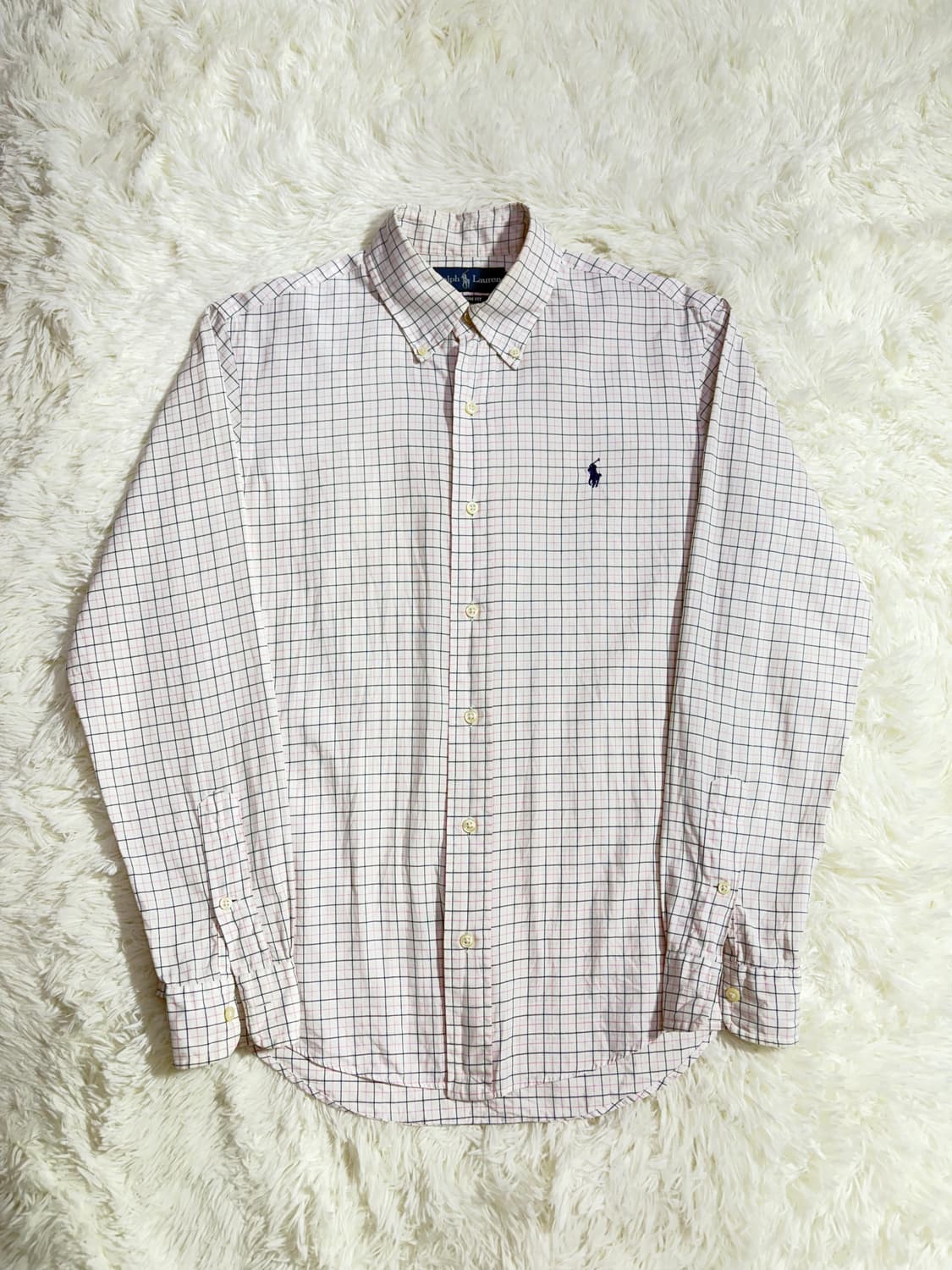 폴로 랄프로렌 핑크체크 네이비포니 셔츠  상품이미지3
