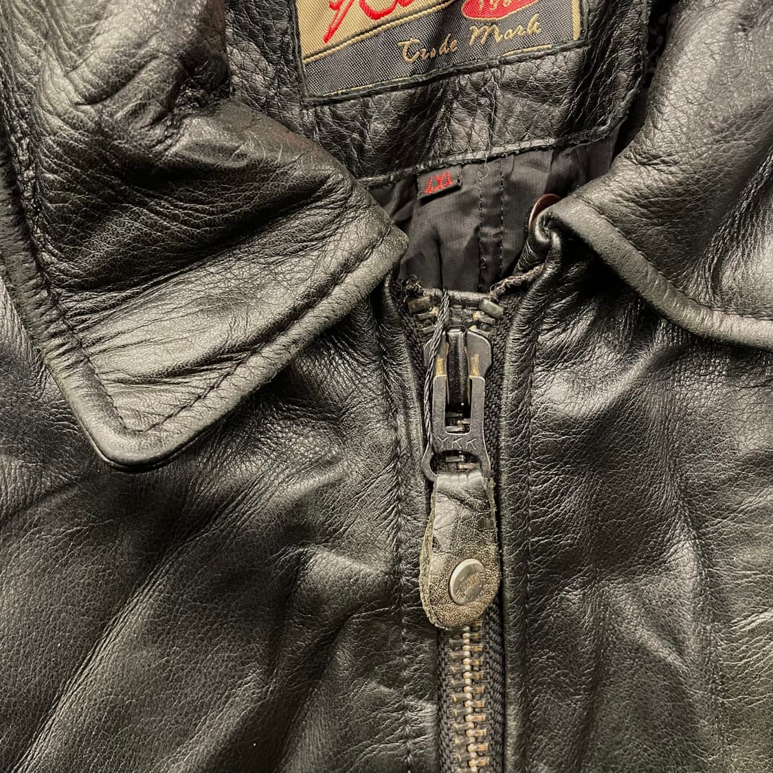 90s Red Skins 빈티지 클로딩 봄버 송아지 가죽 자켓 상품이미지3