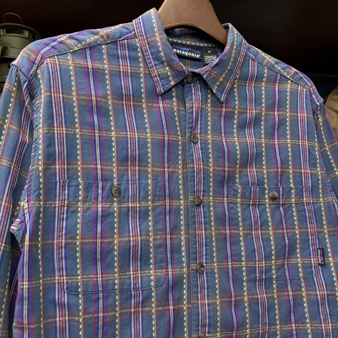 90s 파타고니아 노스노우 레어라벨 섀도우 체크 자카드 워크셔츠 N743 상품이미지3
