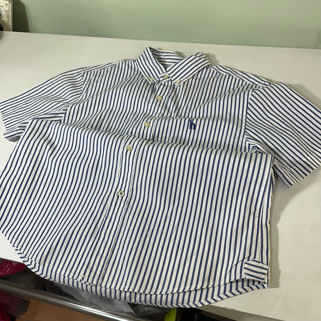 95 M 헤지스  시그니처로고 코튼 스트라이프 반팔셔츠 상품이미지2