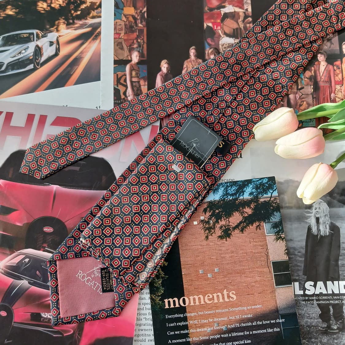 로가디스 실크 네이비 기하 패턴 넥타이 9.2cm 새상품 A19463
 상품이미지5