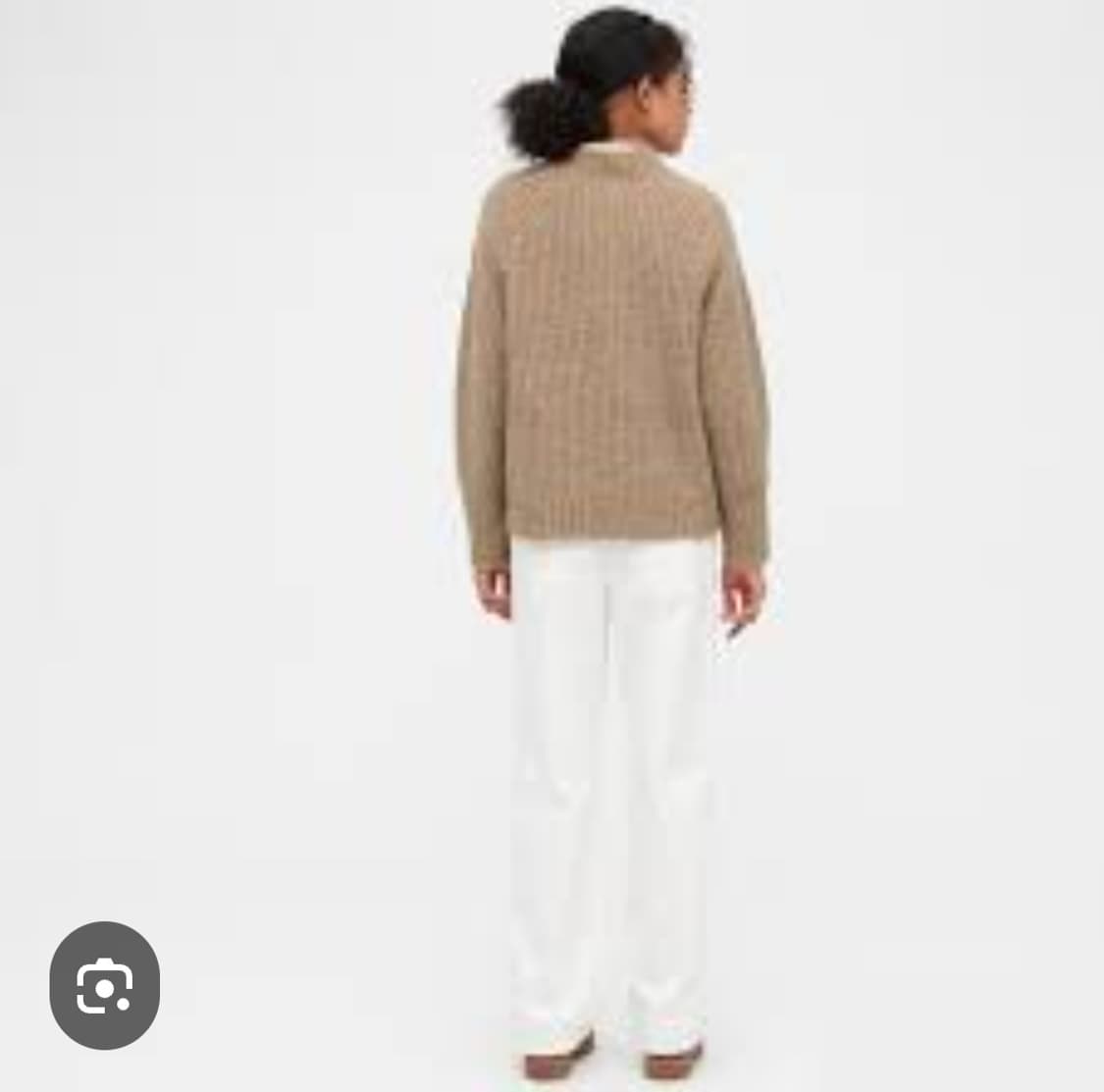 유니클로 로우게이지 모크넥 스웨터 M 테디베어 베이지 헤어리니트 상품이미지5