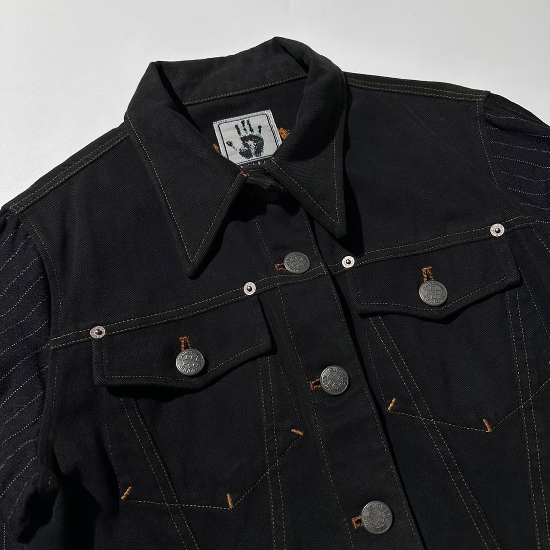 장 폴 고티에 스트라이프 슬리브 데님 트러커 자켓 상품이미지3