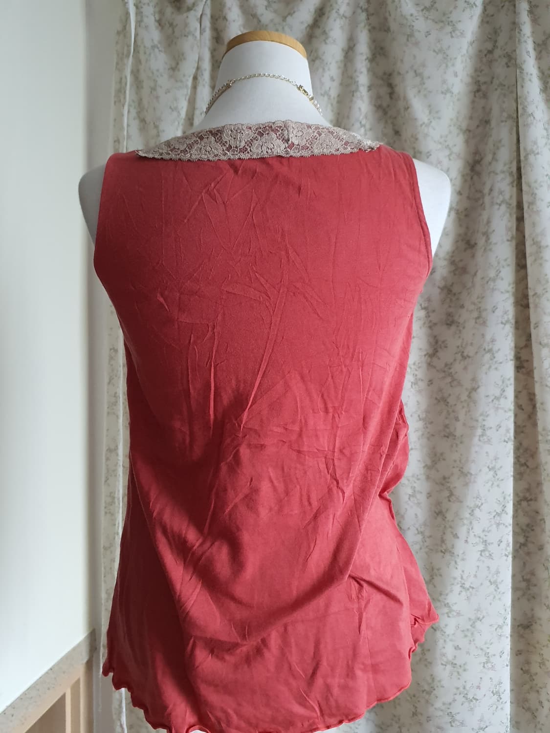 [빈티지] 레이스 넥 핑크 나시 블라우스 상품이미지4