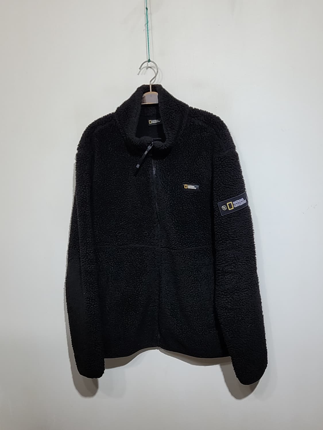 (XL) 내셔널지오그래픽 후리스 점퍼 블랙 뽀글이 플리스 와펜자켓  상품이미지1