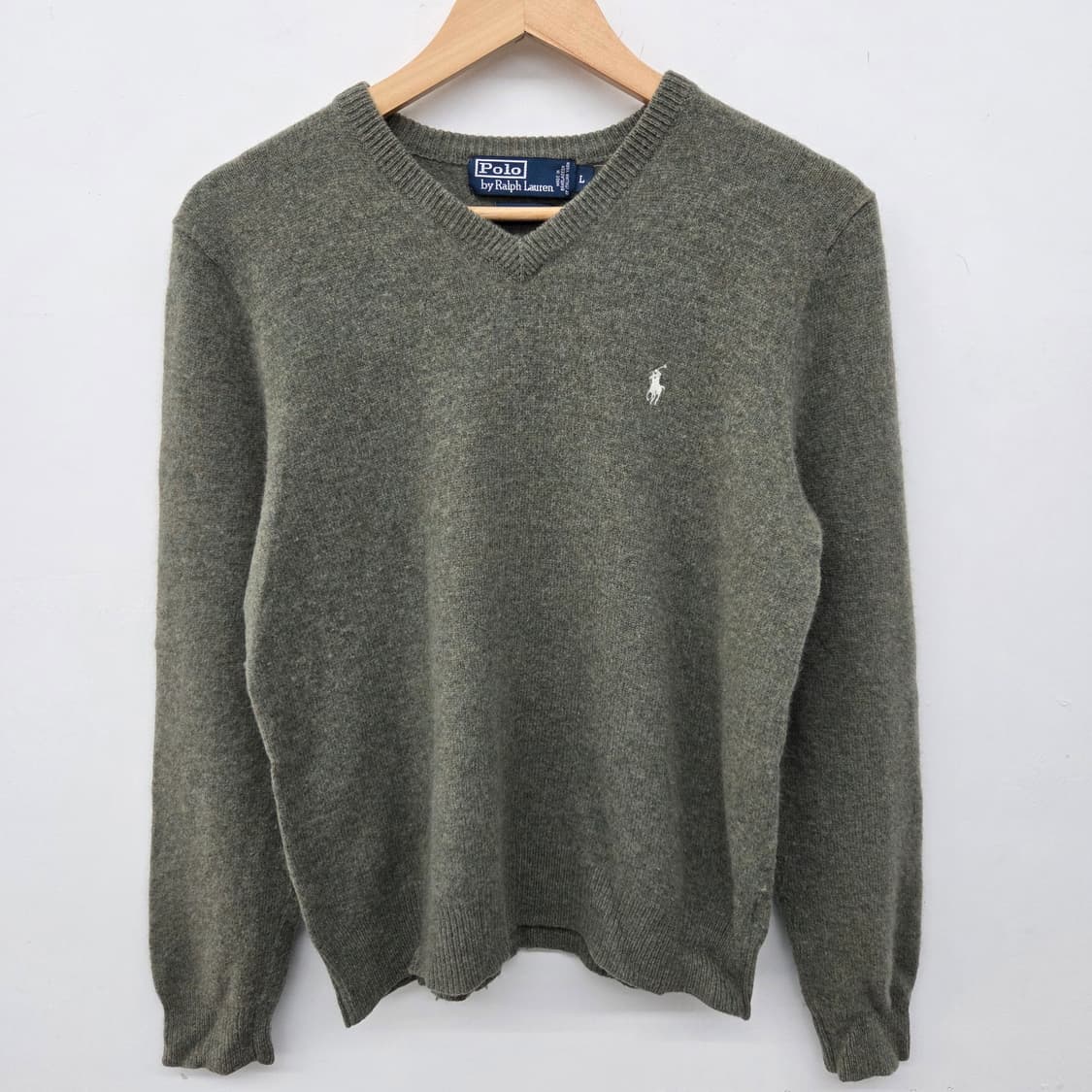 폴로 랄프로렌 브이넥 니트 카키색 여L 상품이미지2
