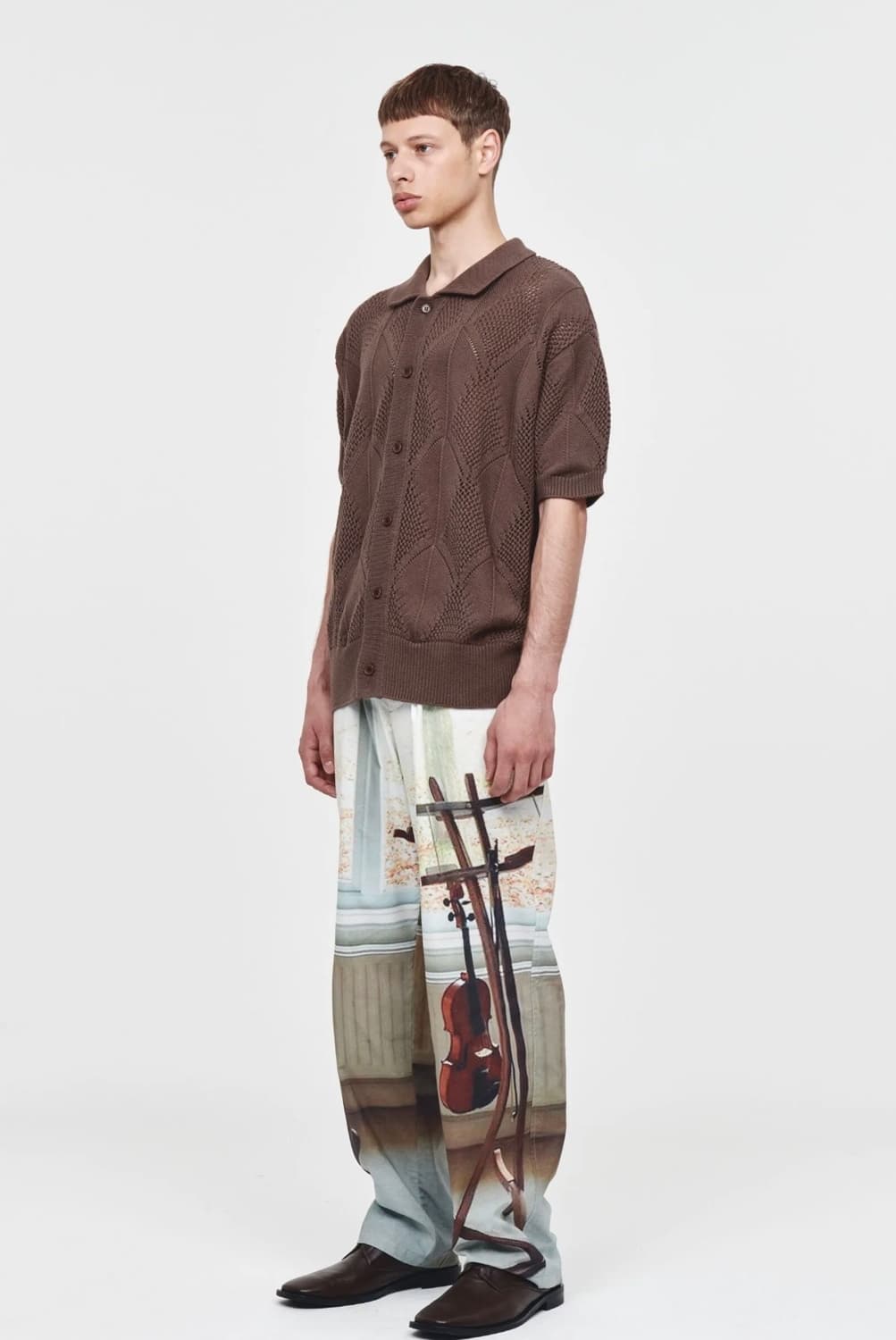 L) 에프터프레이 리프 크로쉐 하프 니트 가디건 Brown 상품이미지2